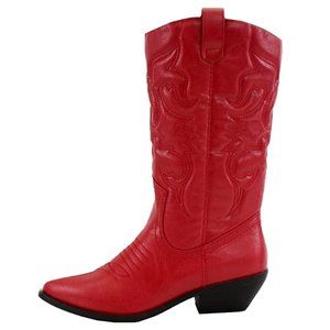 New Red Western Cowboy Mid-Calf Boots
